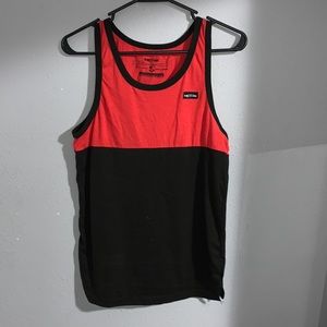 red and black tank top